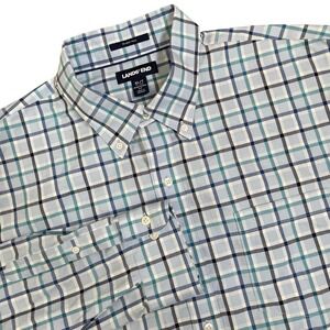 Lands End Mens XLT Blue Plaid No Iron Twill Button Down Shirt Traditional Fit